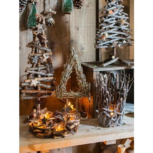 Wooden Creative Candle Holders Cage Christmas Fashion Art Romantic Rustic Candelabra Ornaments Porta Vela home decoration BS50CH