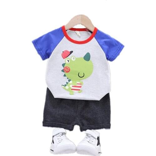 Infant Casual Clothing New Fashion Summer Baby Girl Clothes Children Boys Cotton Cartoon T-Shirt Shorts 2Pcs/Set Kids Sportswear