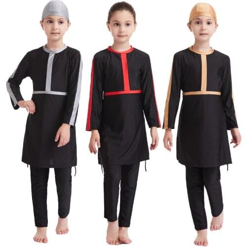 Kids burkini swimsuit for girl children lange zwembroek dames muslim sports hijab swim maillot islam stroje kompielowe for full