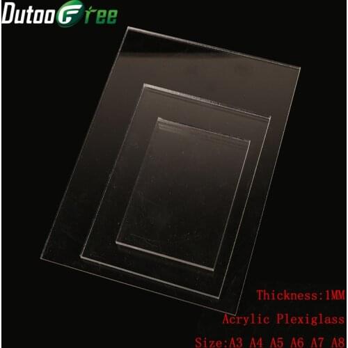 Dutoofree 1mm Transparent Acrylic Board Acrylic Sheet DIY Manual Material Processing Custom Plastic Board Size A3 A4 A5 A6 A7 A8