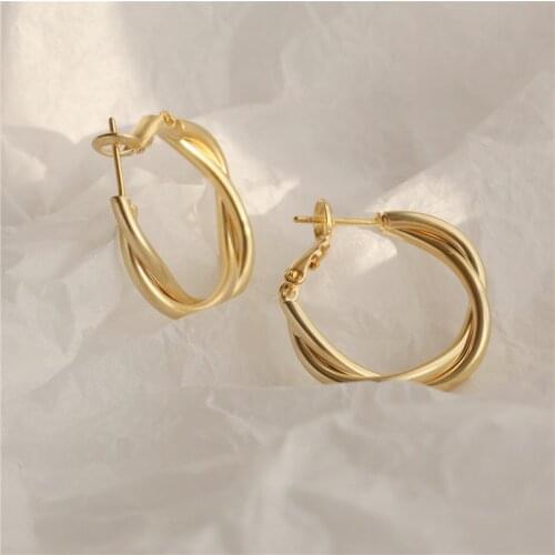 Weaving Chic Minimalist Classic Alloy Elegant Hoop Earrings for Women Girl Wedding Party Travel Jewelry