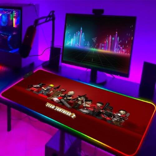 Team Fortress 2 Mousepad Gaming Mouse Pad Gamer Computer Mousepad RGB Backlit Mause Pad Big Mousepad Desk Keyboard LED Mice Mat