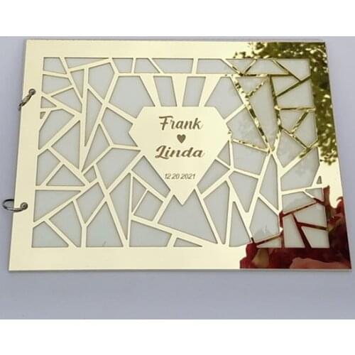 Groom and bride name date Custom Wedding Signature GuestBook Personalized White Blank Sheet Check in Books Party Decor Supplies