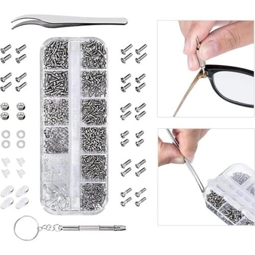 1100 PCS Glassses Repair Tools Screw Set Screwdriver Tweezers Maintenance Kit for Glasses Sunglass Watch Phone Screwdriver Kit