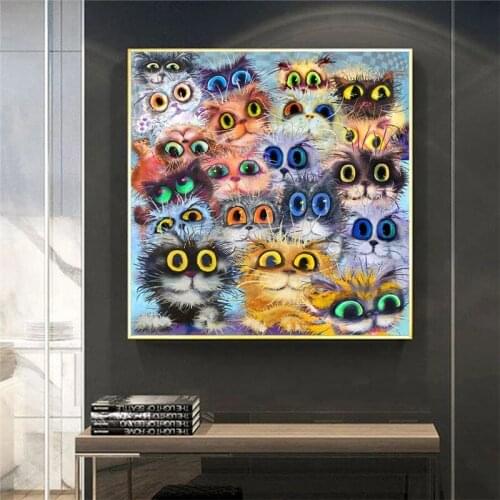 Colorful Cute Cats for Living Room Kids Room Decoration Wall Art Pictures Canvas Painting Posters and Prints Photo Home Decor