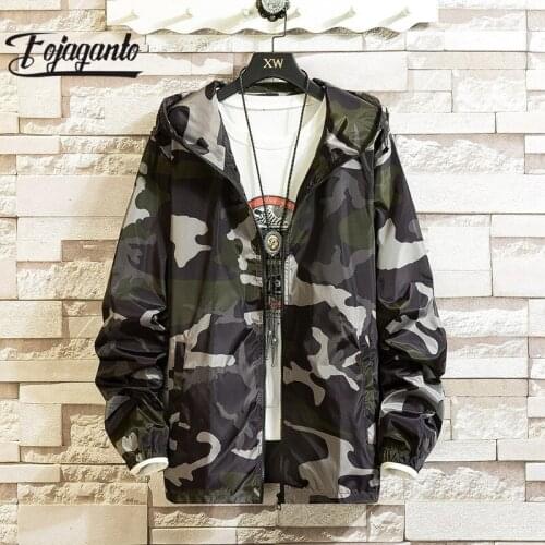 FOJAGANTO 2021 Men Casual Streetwear Camouflage Jacket Male Coat Hooded Jackets Men Spring Autumn Zipper Jackets Size 5XL