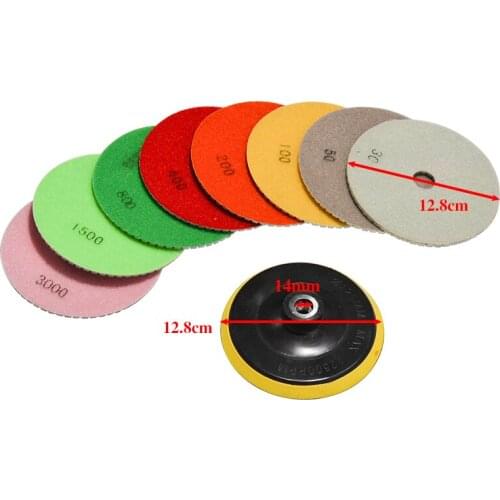 9Pcs/Set 5 Inch Diamond Polishing Pad Set Granite Marble Concrete Stone Tile Wet Dry For Granite Concrete Marble Stone Tiles