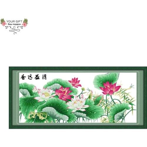Joy Sunday H230 14CT 11CT Stamped and Counted Home Decor Refreshing Fragrance Lotus Flowers Embroidery Cross Stitch