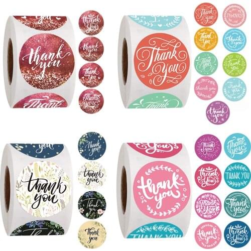 17 styles 500pcs/roll floral thank you stickers sealing labels for business package wedding decoration stationery sticker
