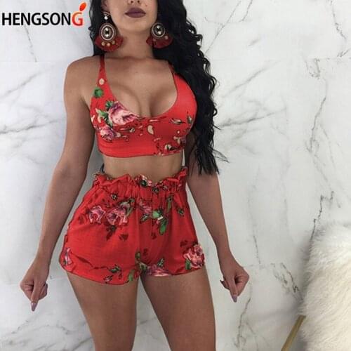 New Fashion Womens Suit Summer Beach Set Beachwear 2 Piece Set Women Flowers Print Women Set Floral Bras Shorts Two Piece Set