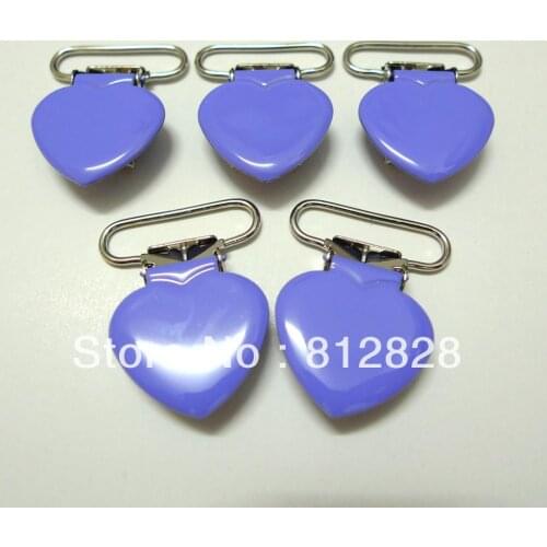 25pcs 1'' 25mm #MD32 Lavender Colored Enamel Heart Shaped Suspender Clips