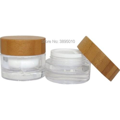 30g 50g Empty Acrylic Face Cream Jar Pot with Bamboo Cap Cosmetic Eye Cream Refillable Container Packing Bottle F741