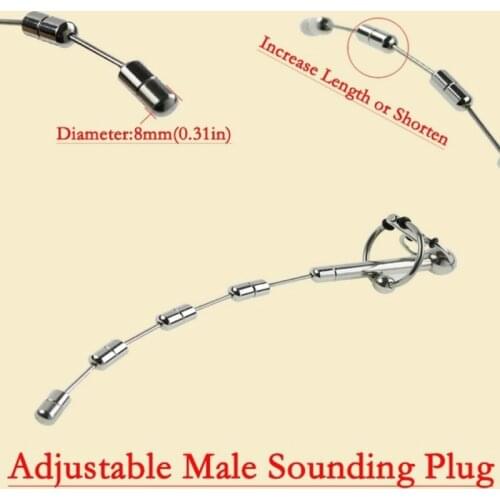 Stainless Steel Sounding Stretching Adjustable Increase Length or Shorten Urethra Stimulate Dilator Masturbation Rod