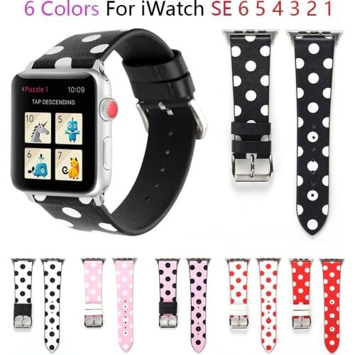 Child Leather Strap For Apple Watch 6 Band iWatch Series SE 5 4 3 38mm 42mm soft spots Belt Bracelet Apple Watch Bands 44mm 40mm