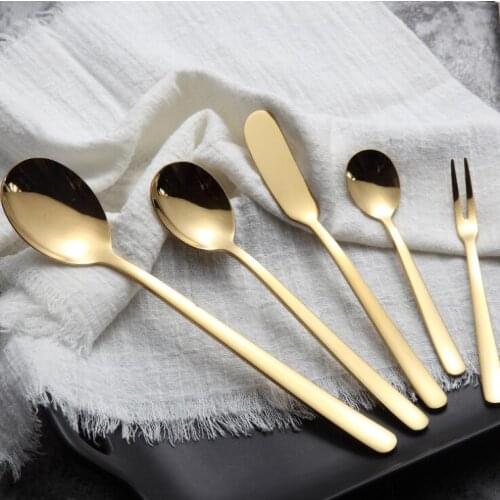 Pure Gold european Dinnerware knife 304 Stainless Steel Western Cutlery Kitchen Food Tableware Dinner Set