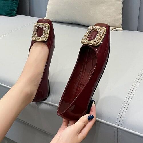 Womens Shoes Summer and Autumn 2021 New Style Rhinestone Buckle Flat Round Head Soft Bottom All-match Shoes Women