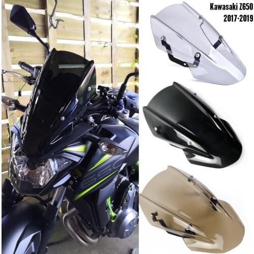 Z 650 Z-650 High Quality ABS Windscreen Windshield Shield Screen with Bracket For Kawasaki Z650 2017 2018 2019 Smoke Black Clear