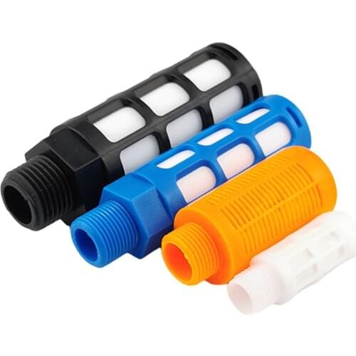 Air Silencer Plastic Exhaust Muffler Pneumatic 1/8 1/4 3/8 1/2 Male Thread Absorb Noise Filter Slip Lock For Misting Pump