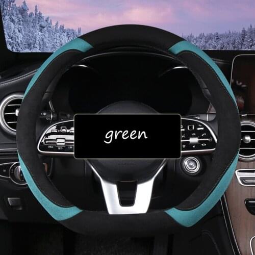 High-quality car steering wheel cover with wear-resistant leather 38/40 size absorbs sweat and resists stains