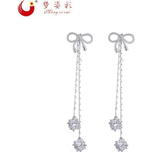 MZIKING 2020 NEW Lucky Bow-Knot CZ Crystal Water Drop Dangle Earring De Plata s925 Earing for Women Gift Accessories Jewelry