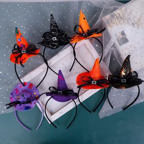 1PCS New Halloween Girls Headband Witch Cosplay Headdress Pumpkin Hair Hoop Party Decor Gift