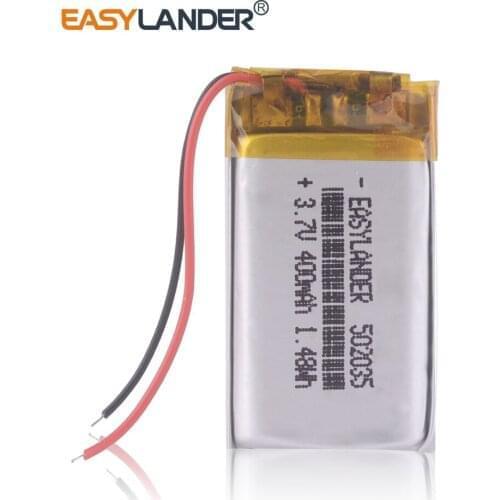 10pcs/Lot 3.7V 400mAh 502035 Rechargeable li Polymer Li-ion Battery For bluetooth headset mouse Bracelet Wrist Watch 052035
