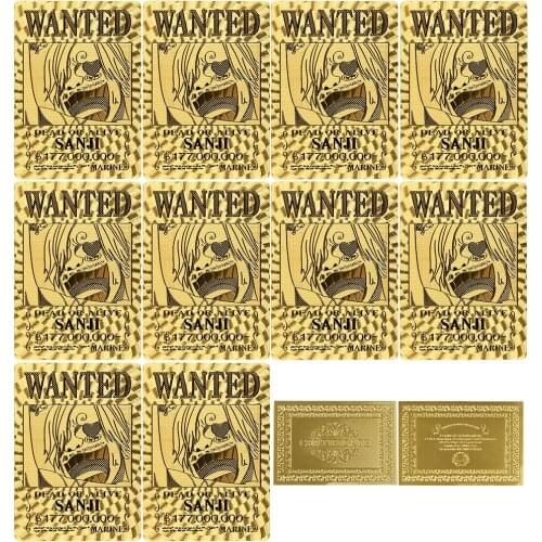 10 Piece Golden Wanted Card Anime Franky Childrens Holiday Gift Kids Toys New Year Gift Home Decor