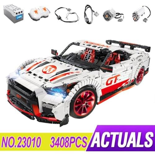 23010 GT-R Technic RC Racing Car With Motor Led Light Fuction Remote Control MOC-25326 Building Blocks Bricks Toys Gifts 3408pcs