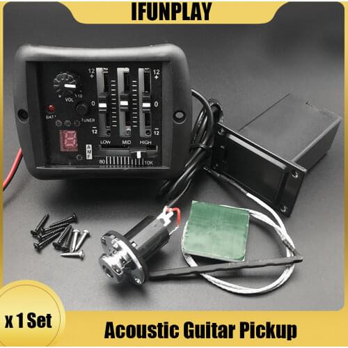 4-Bands YMH Acoustic Guitar Preamp EQ Equalizer Piezo Pickup with Tuner Pickups for Folk Guitar Guitar Accessories Guitar Parts