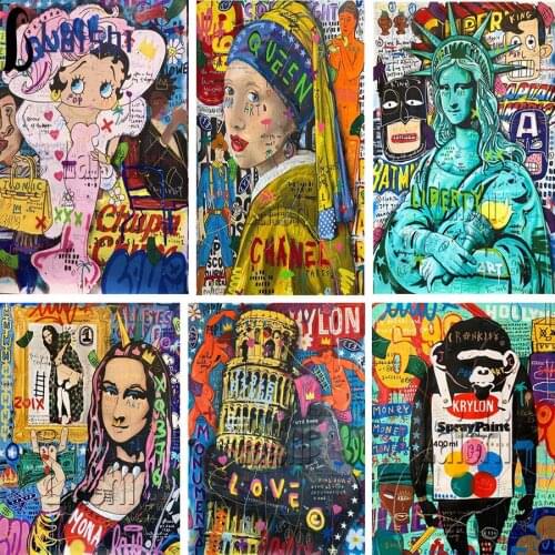 Diamond Painting Street Graffiti Art Mona Lisa Statue of Liberty, gorilla and other series Diamond Embroidery Home Decoration