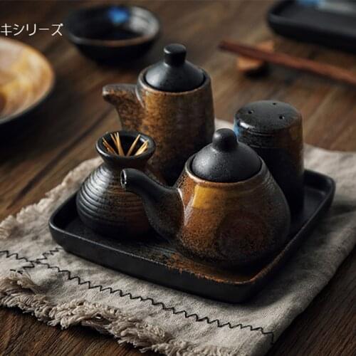 Japanese Retro Creative Restaurant Seasoning Canned Soy Sauce Bottle Toothpick Holder Pepper Bottle Oil Bottle Dispenser