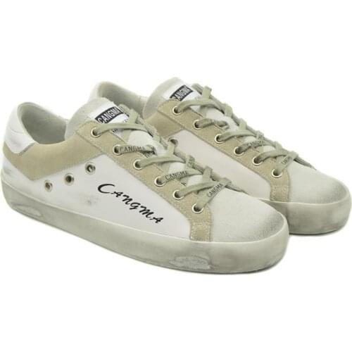 CANGMA Luxury Brand Designer Casual Shoes for Women Suede Geniune Leather Ladies Shoe White Low Top Vintage Sneakers Female