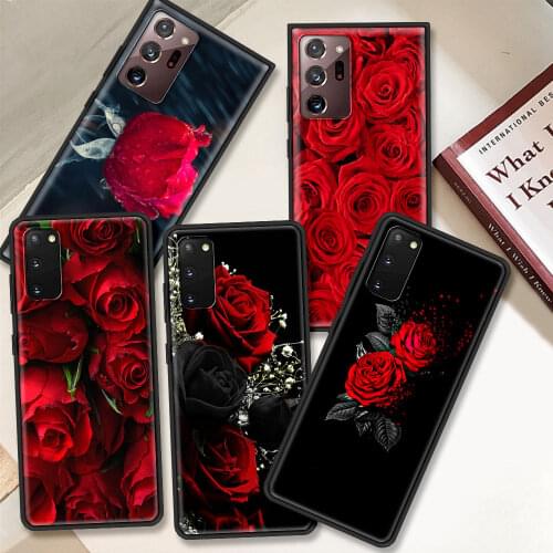Bright Red Rose Flowers Phone Case for Samsung Galaxy S20 FE S10 S8 S9 Plus S10e Note 20 Ultra 10 Lite 9 8 Soft Phone Cover