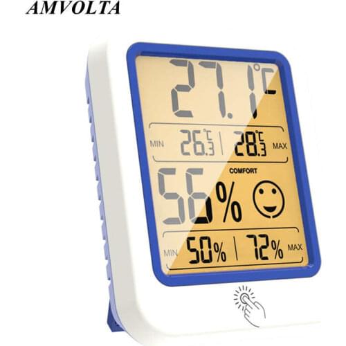 Amvolta Digital Thermometer Hygrometer Backlight Weather Station Temperature Meter LCD Humidity Meter for Baby Room