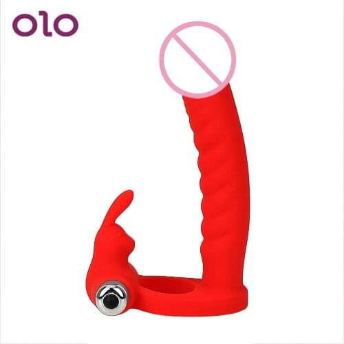OLO Dildo Vibrator Double Penetration Vibrator Strap on Anal Bead Plug Prostate Massager Couple Sex Toys