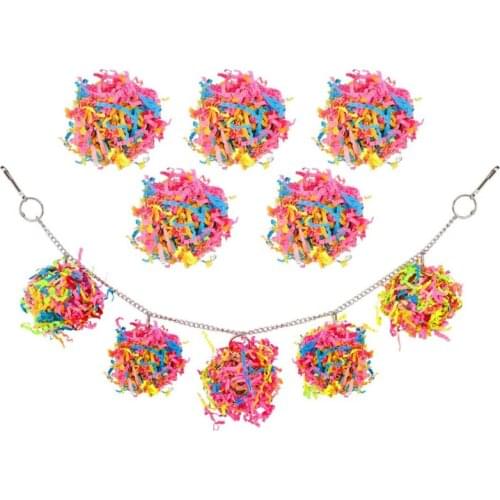 Pet Parrots Toys Bird Accessories For Pet Toy Parrot Colorful Bite Paper Hanging String Toy Ball Bird Interactive Bite Chew Toys