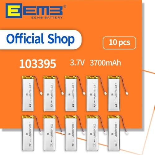 EEMB 10PCS 103395 Lithium Battery 3.7V 3700mAh Rechargeable Battery Lipo Polymer Battery for Camera Keyboard Mouse Speaker WiFi