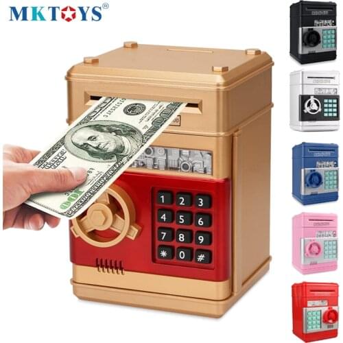 MKTOYS Electronic Piggy Bank ATM Password Money Box Cash Coins Saving Box Bank Safe Box Automatic Deposit Banknote Kids Gift