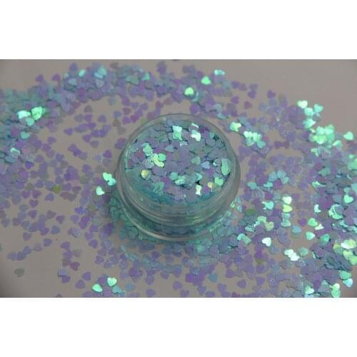 HI-4 Heart shapes Pearlescent Iridescent Light Blue Colors confetti spangles glitter for nail Art DIY decoration 1pack=50g