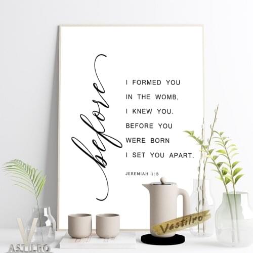 Jeremiah Before I Formed You Bible Verse Excerpts Wall Art Poster Scripture Exhibition Print Wall Stickers Christian Home Decor