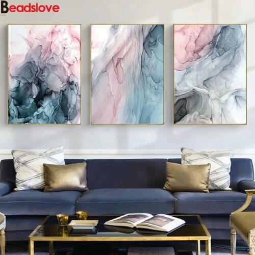 Colorful Ink Abstract diamond painting 3 Panel 3 d Picture rhinestone embroidery diamond mosaic sale cross stitch sets