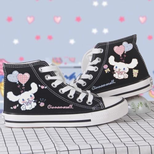 Lovers Men Women Cute Cartoon Cinnamon Dog Print High Top Canvas Shoes Student Sneaker Japanese Harajuku Casual Shoes Size 44