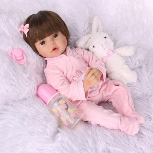 New Arrival 47cm Reborn Dolls in beautiful pink clothes For Girls 3/4 Silicone Boneca Newborn Toddler Kid Bedtime toy Birthday