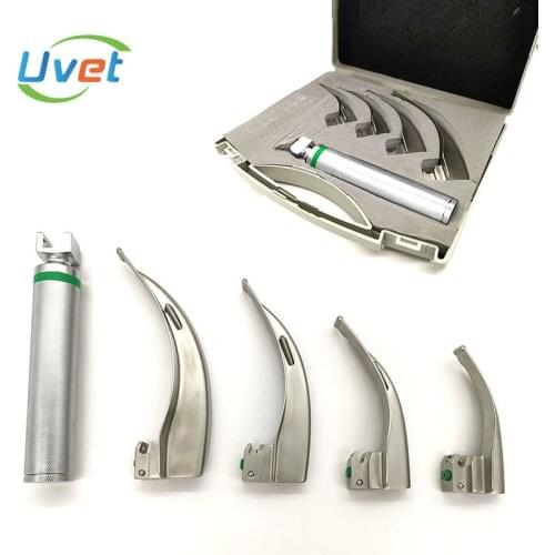 Uvet Anesthesia laryngoscope throat trachea Intubation optical fiber LED light 4 blades Adult child anesthesia laryngoscope