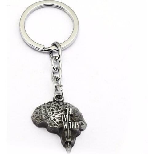 Skeleton Metal Pendant Key Chain Around the Game Evil Spirits The Evil Within Commemorating Keychains Jewelry for Mens