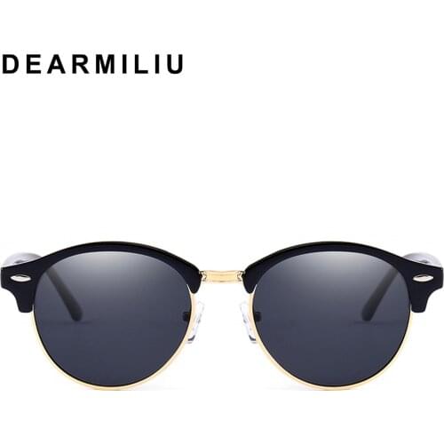 DEARMILIU Brand Round Polarized Mens Sunglasses Brand Designer Unisex Retro Vintage Driving mirror Sun Glasses for Women shades