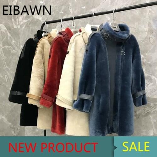 2020 New Fashion Real Fur Coat Large Size Female Mid-length Derma Leather Sheep Coat Real Mink Coat Genuine Leather StreetWomen