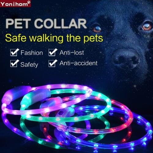 Dog Collar USB LED Rechargeable Pet Dog Collar Luminous Collar Perro LED Dog Collar Light USB Rechargeable Light Night Safety