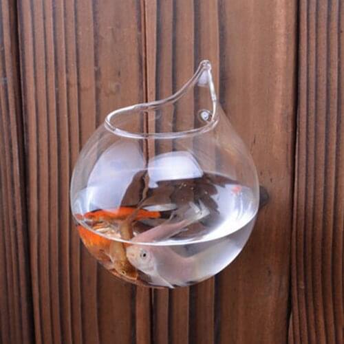 Useful Creative Transparent Borosilicate Glass Wall Hanging Fish Tank Clear Vase Home Decorative Oranment