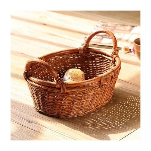 Rattan Desktop Storage Basket Snack Fruit Bowl Box Remote Control Storage Basket Handmade Bread Basket